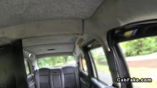 Busty banged from behind in a fake taxi