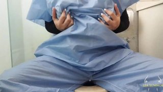 Naughty nurse gets wet in bathroom after spotting patient s massive cock - mou smith